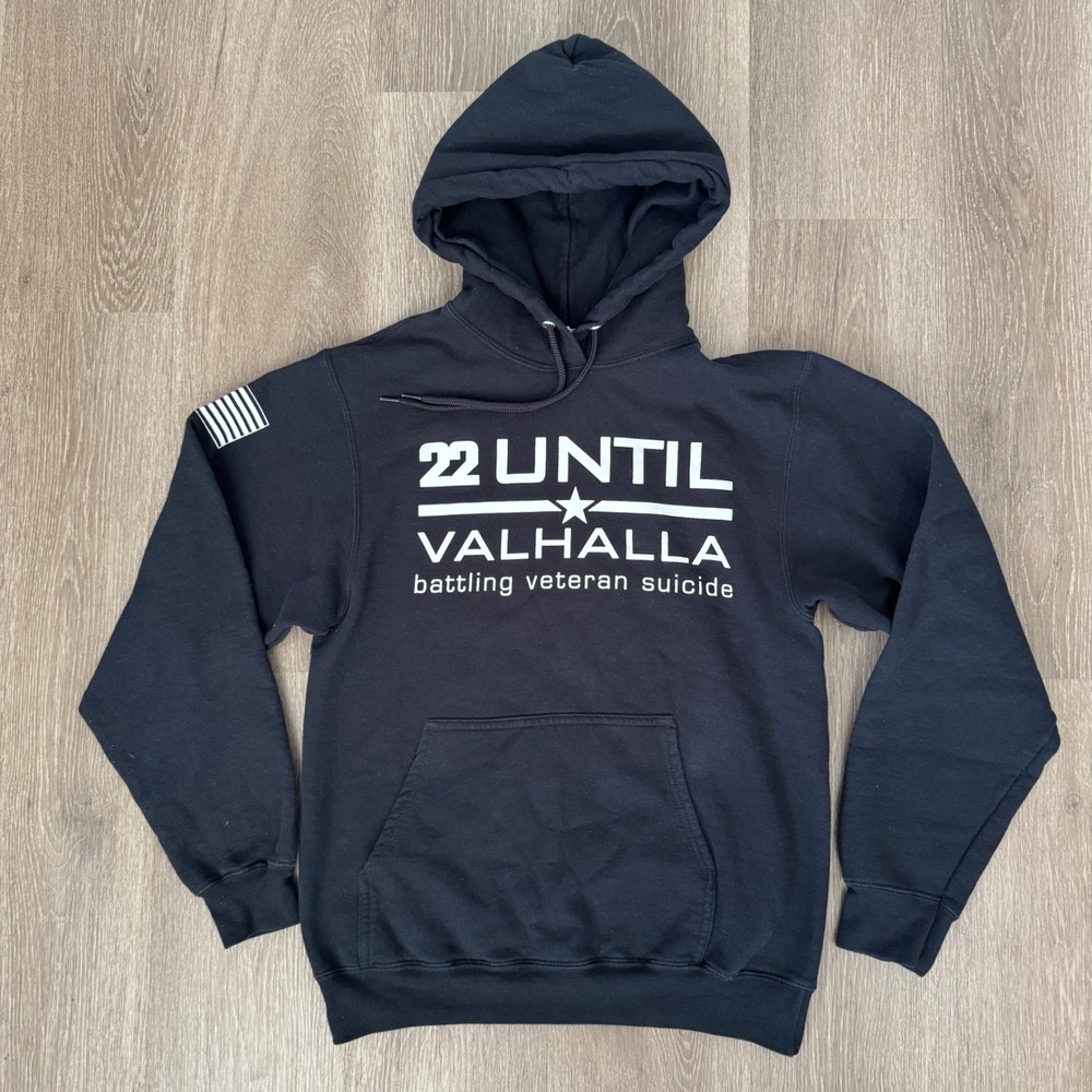 22 Until Valhalla Veteran Awareness Hoodie Unisex Small Black